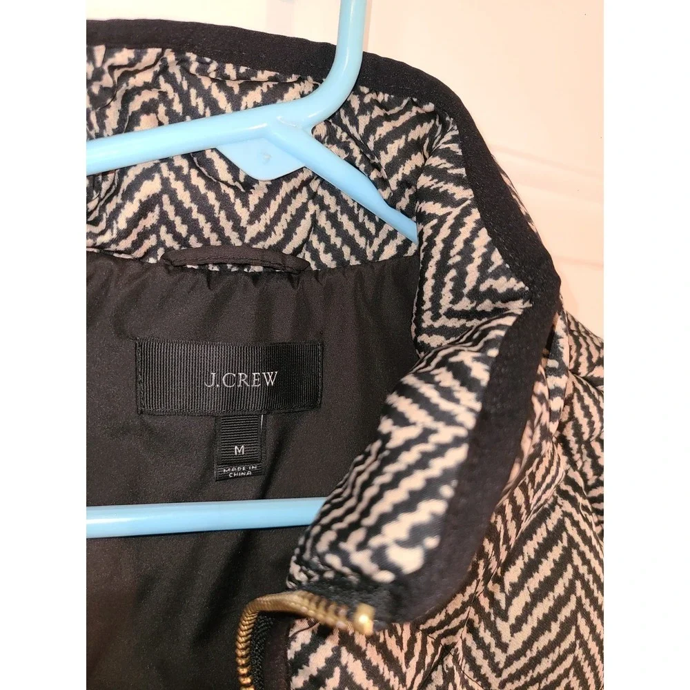 J CREW EXCURSION HERRINGBONE PUFFER QUILTED VEST‎ HERRINGBONE BLACK Med